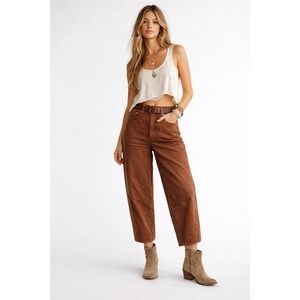 Daze Denim Wayfarer Barrel Leg Jeans Women 29 Cognac Brown NWT